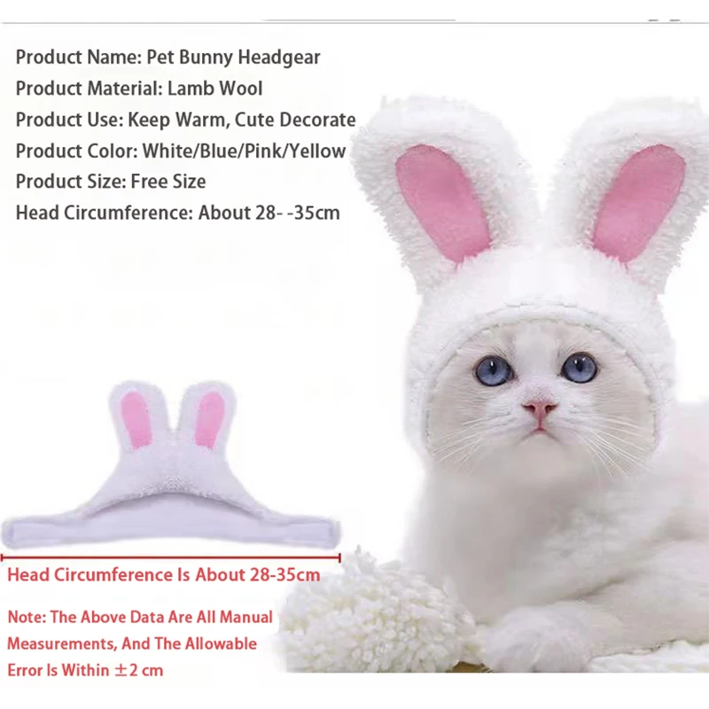 Funny Hat For Dogs Cat Accessories Pet Bunny Headgear Lovely Warm Rabbit Hat With Ears For Dogs Cats Costume Birthday Decorate