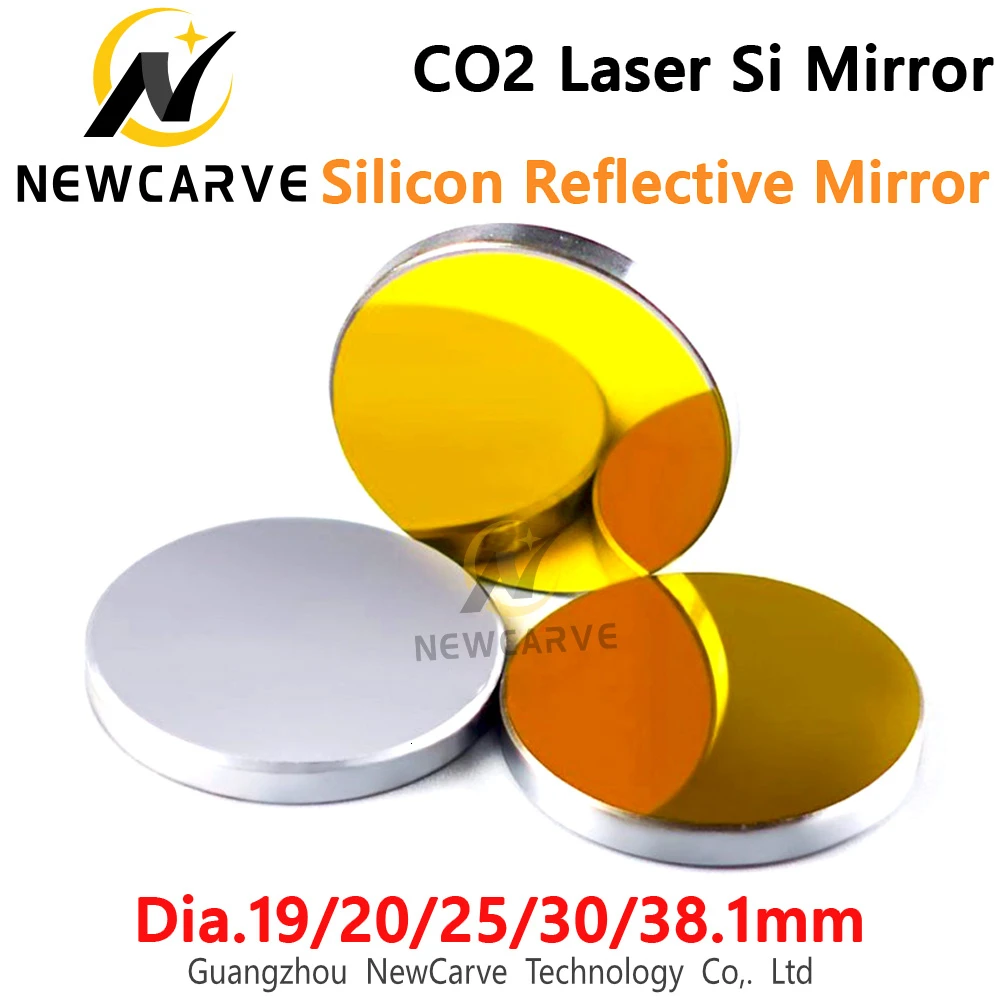 High-reflectivity Si CO2 Laser Mirror Dia.19 20 25 30 38.1mm Silicon Coated Gold Reflective Mirror For CO2 Laser Machine NEWCARV