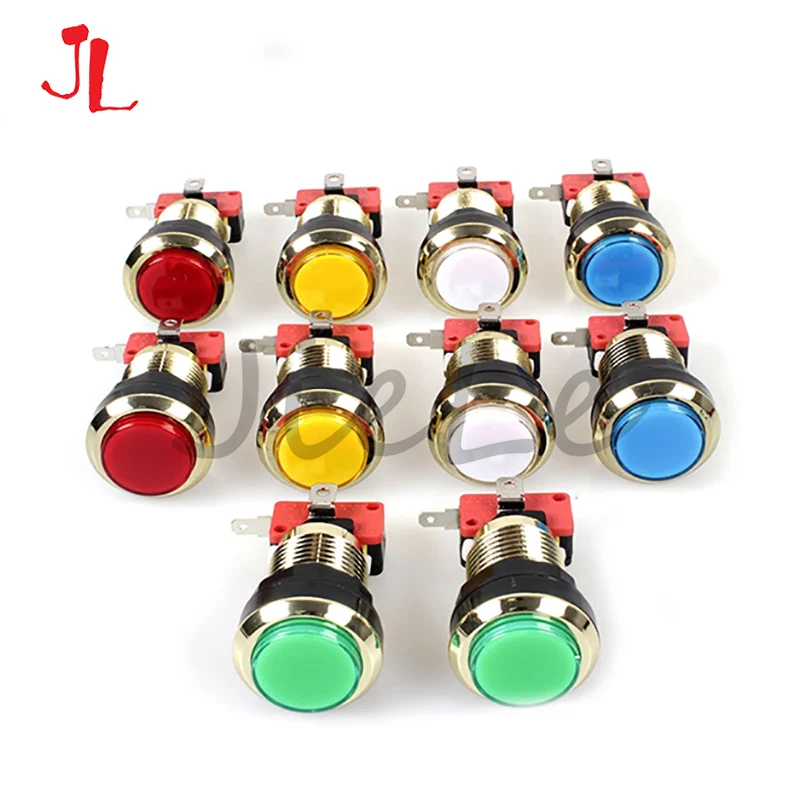 Wholesale 200pcs Gold-plated LED Illuminated Push Button 30mm Hole Gilded button With Micro Switch for Arcade Video Game Machine