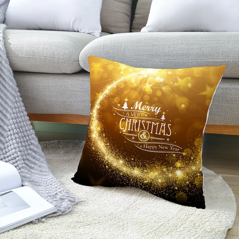 RULDGEE 2024 Golden Christmas Explosion Models Bell Pillowcase Throw Pillow Cases Home Cushion Cover Decor