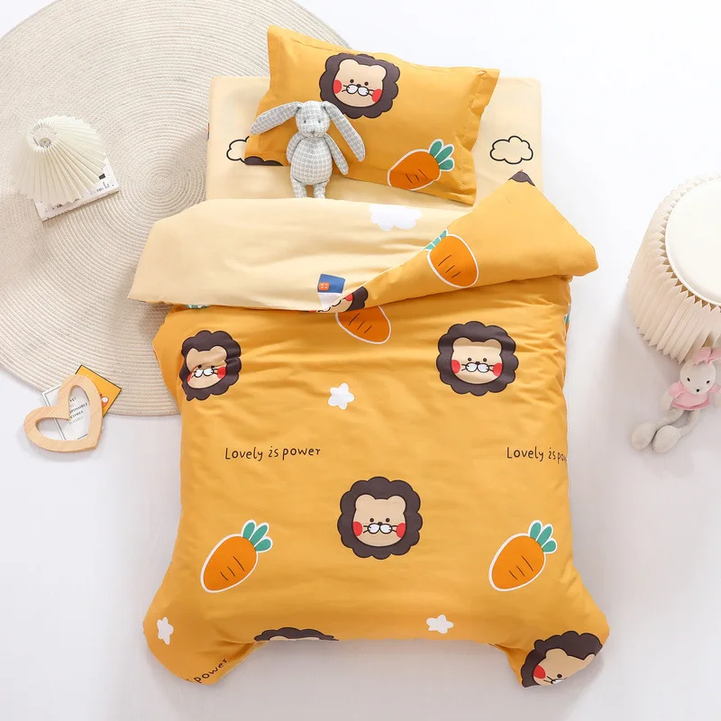 Cotton Duvet Cover Set 3pcs Quilt Single Bed Linen Bed Sheet Pillowcase Kids Boy Girl Nordic Baby Bedding Kindergarten Sheets