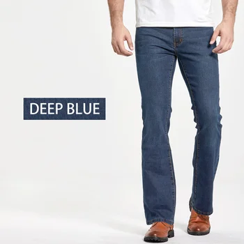LGRG Mens Boot Cut Jeans Slightly Flared Slim Fit Blue Black Trousers Designer Classic Male Stretch Denim Pants 2