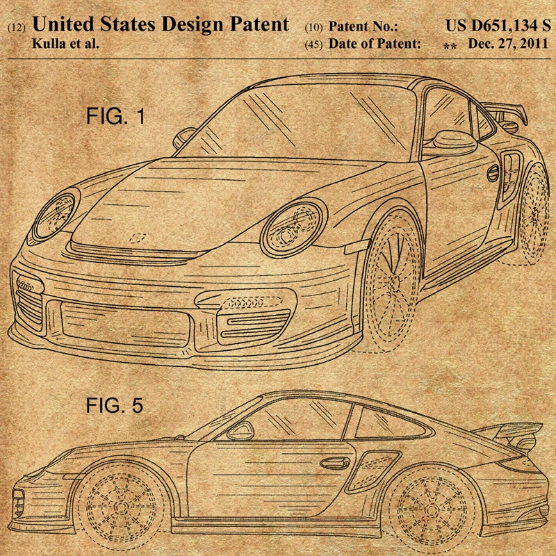 Car Patent for Porsches Artwork Prints Sports Car Canvas Wall Art Poster Room Decor Blueprint Art Painting Picture Gift idea