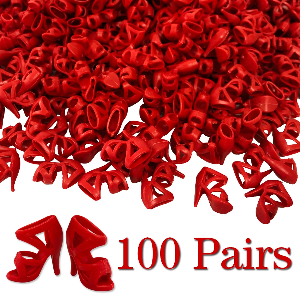 

100 Pairs /Set Red Fashion High Heels For 30CM Babi Doll Shoes 1/6 Dolls Accessories Boots Elegant Noble Sandals Girl Baby Toys