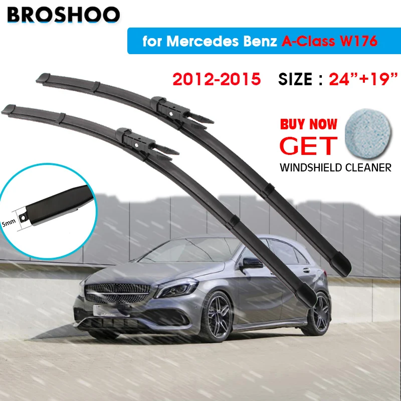 

Car Wiper Blade For Mercedes A-Class W176 24"+19" 2012-2015 Auto Windscreen Windshield Wipers Blades Window Fit Pinch Tab Arm