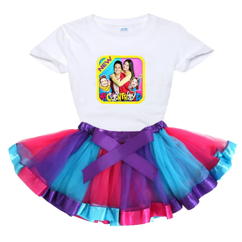 

Girls Sets me controte girls set tutu dress+t shirt2020 Summer Rainbow dress toddler babys cute dress Princess lovely clothing