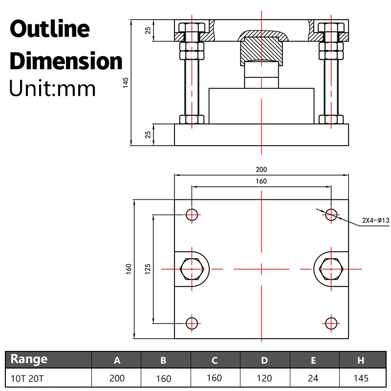 100T Easy assemble High Precision Weighing Load Cell Sensor Module Weight Measuring Alloy Steel 5/10/20/30/50 ton Batching Tank