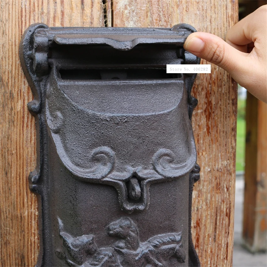 1892 lron Handicraft Lockable Mailbox Retro Mailbox Retro Wall Newspaper Letter Post Box Outdoor Decoration Secure Letterbox