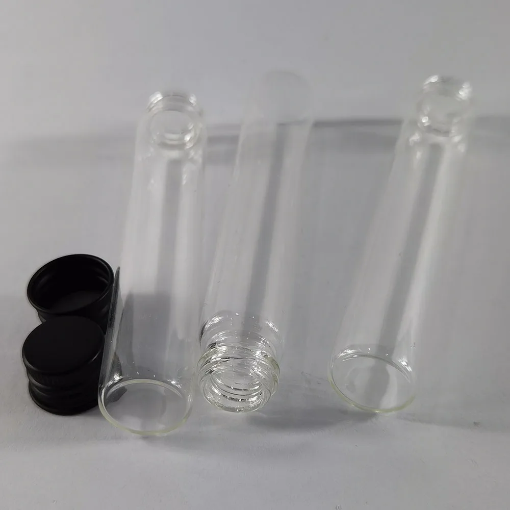 360 x 25ML Empty Clear Glass Screw Neck Sample Vials  with Black Aluminium Lids 25CC Glass Tube Containers With Aluminium Cap