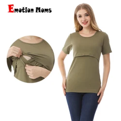 Mommy Nursing T-shirt Maternity Tops Breastfeeding Clothes Short Sleeve Cotton Shirt Lactation Blouse Big Size S-XXL