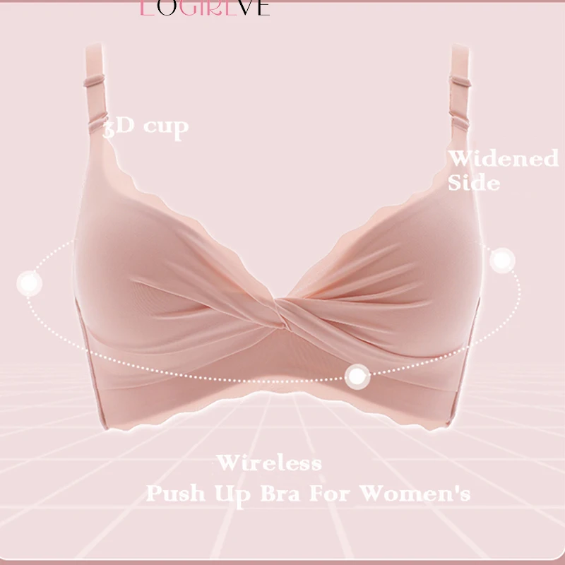 Logirlve Sexy Seamless Bras for Women Push Up Bras Wire Free Brassiere Lingerie Soft Solid Color Fashion Brassiere Thin Bra