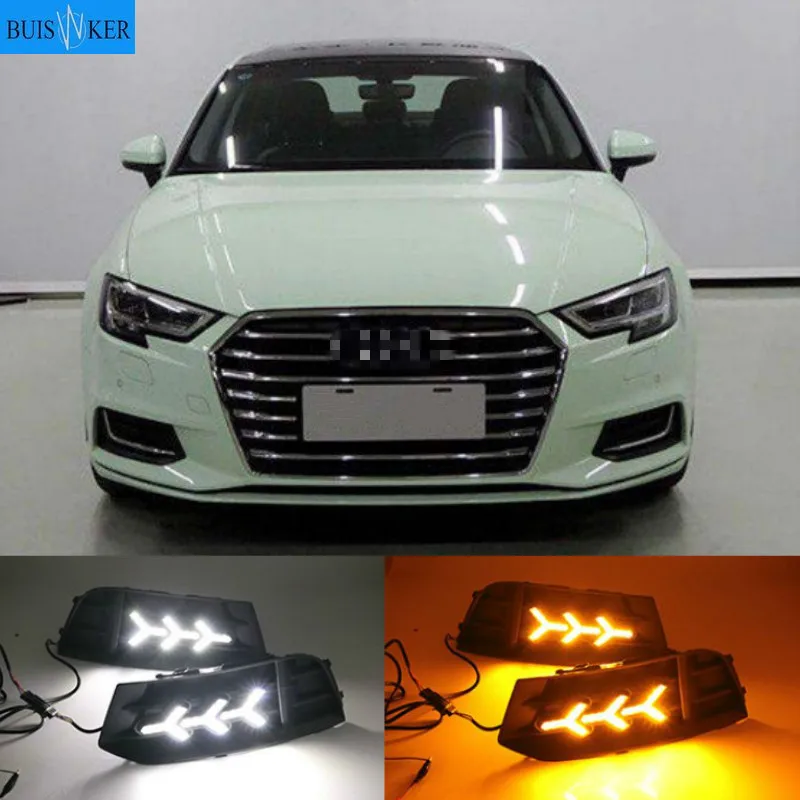 

1 set LED DRL Daytime driving Running Lights Daylight Fog Lamp cover hole light DRL For Audi A3 2017-2019