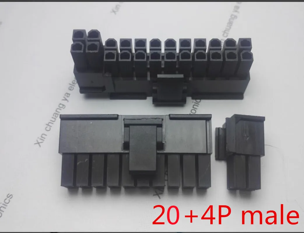 20PCS/1LOT 5557 4.2mm black 20+4PIN 24P 24PIN male for PC computer ATX motherboard power connector plastic shell Housing