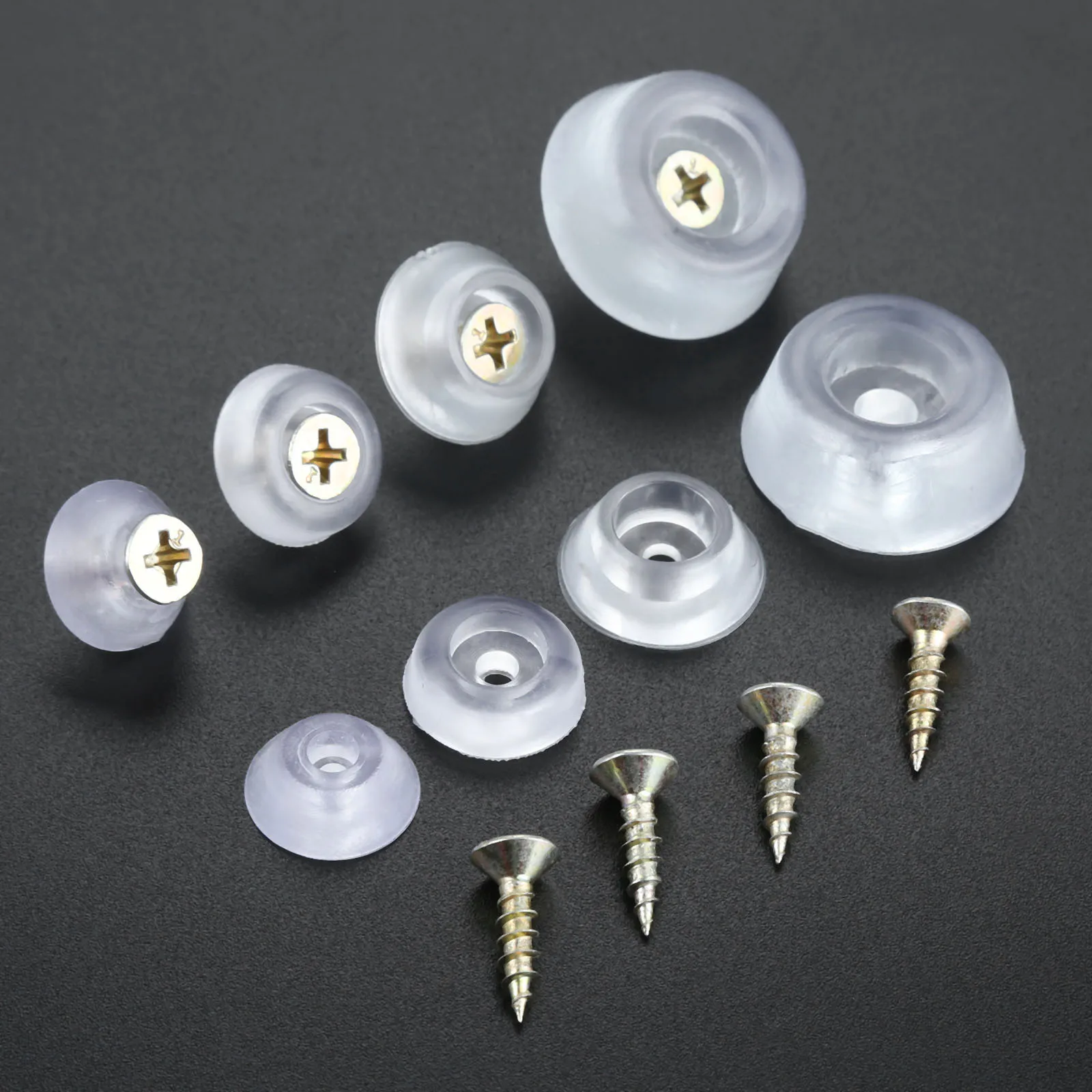 10pcs Furniture Legs Protected Pad Rubber Transparent Non-slip Chair Caps Feet Sofa Foot Covers Floor with Screws 15/16/19/26mm