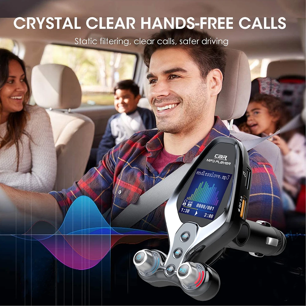 FM Modulator Transmitter Bluetooth 5.0 FM Radio QC3.0 USB Car Charger Handsfree Car Kit Wireless Aux Audio FM Transmiter - Image 3