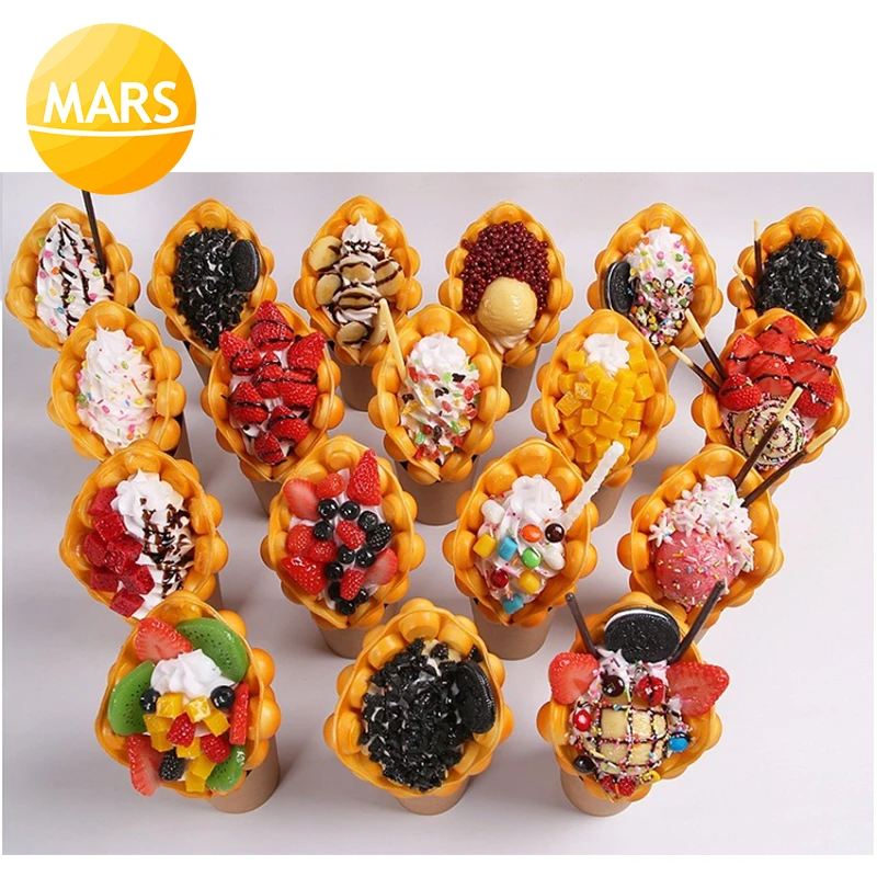 Simulation Eggettes Puff Egg Bubble Waffle Food Model Sample Dessert Display Fake Ice Cream Egg Waffle Props for Window Display