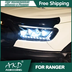 For FORD Ranger Headlights 2016-2020 DRL Day Running Light LED Bi Xenon Bulb Fog Lights Car Accessory Everest Head Lamp