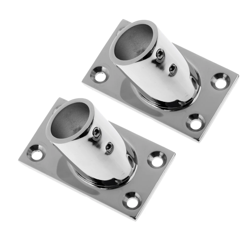 2 Stuks 7/8 "60 Graden Boot Dek Leuning Rail Fitting Vierkante Base Marine 316 Roestvrij Staal Voor Boot Jacht 22 Mm Rail/Buis