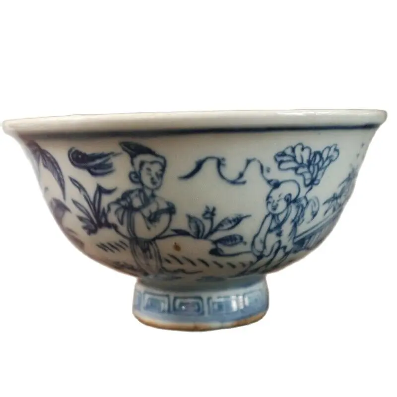 Chinese Old Porcelain Blue And White Character Story Pattern Bowl