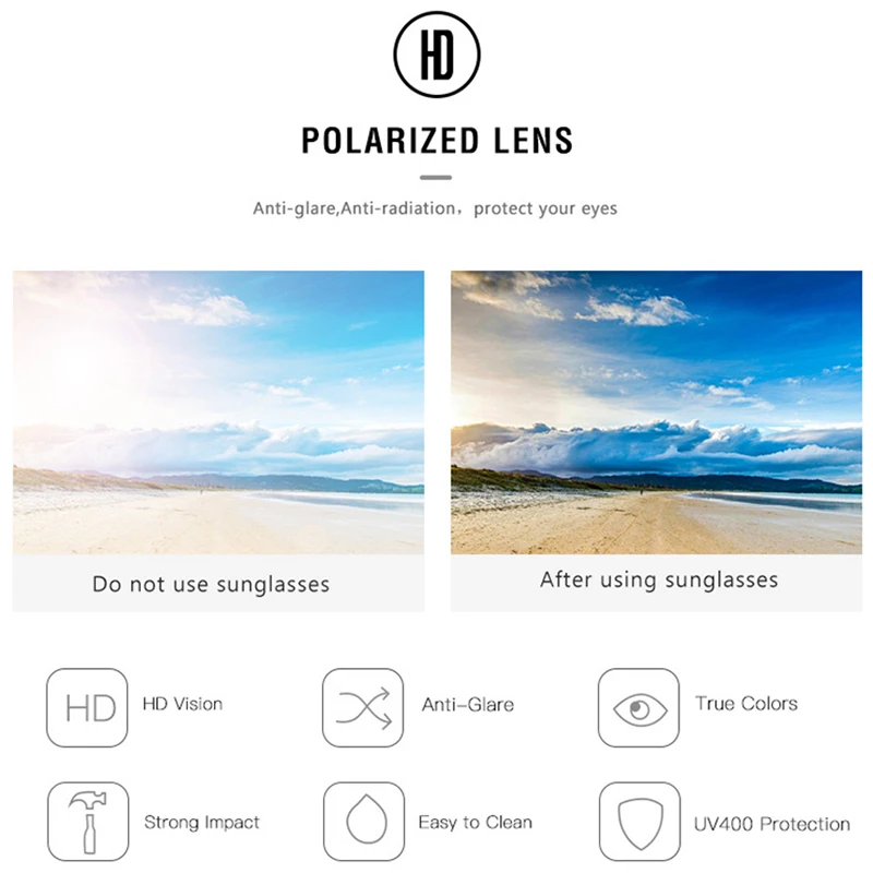 Klassische schwarze quadratische Sonnenbrille für Herren und Damen, Vintage-polarisierte Sonnenbrille für Herren, modisch, blau, zum Fahren, Reisen – Detail 3