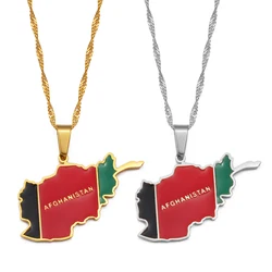 Anniyo Afghanistan Map Flag Pendant Chains Necklaces Afghan Jewelry for Women Men Girls #209221