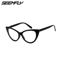 Seemfly moda kadınlar yeni seksi kedi göz gözlük şeffaf Lens gözlük Vintage kadın gözlüğü düz ayna gözlük gözlük 2020