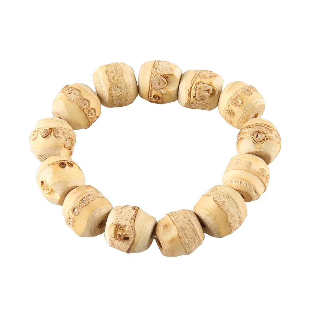 Nilerun 2025 New Unisex Adjustable Elastic Handmade Wooden Wood Natural Bamboo Root Beaded Bracelet for Men and Women