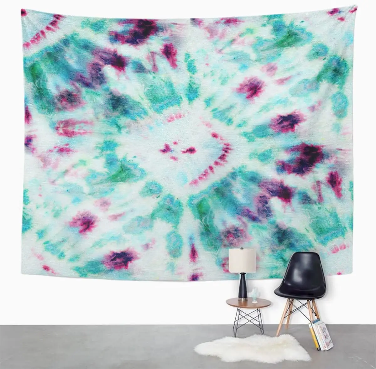 Tapestry Tie Dye Pattern of Green and Purple Color Tapestries Wall Hanging for Living Room Bedroom Dorm