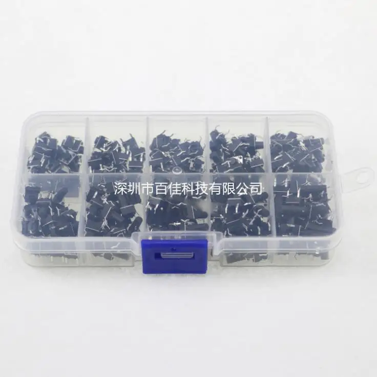 200Pcs 6x6 push button switch tact switch button switch boxed kit 10 kinds specifications × 20Pcs