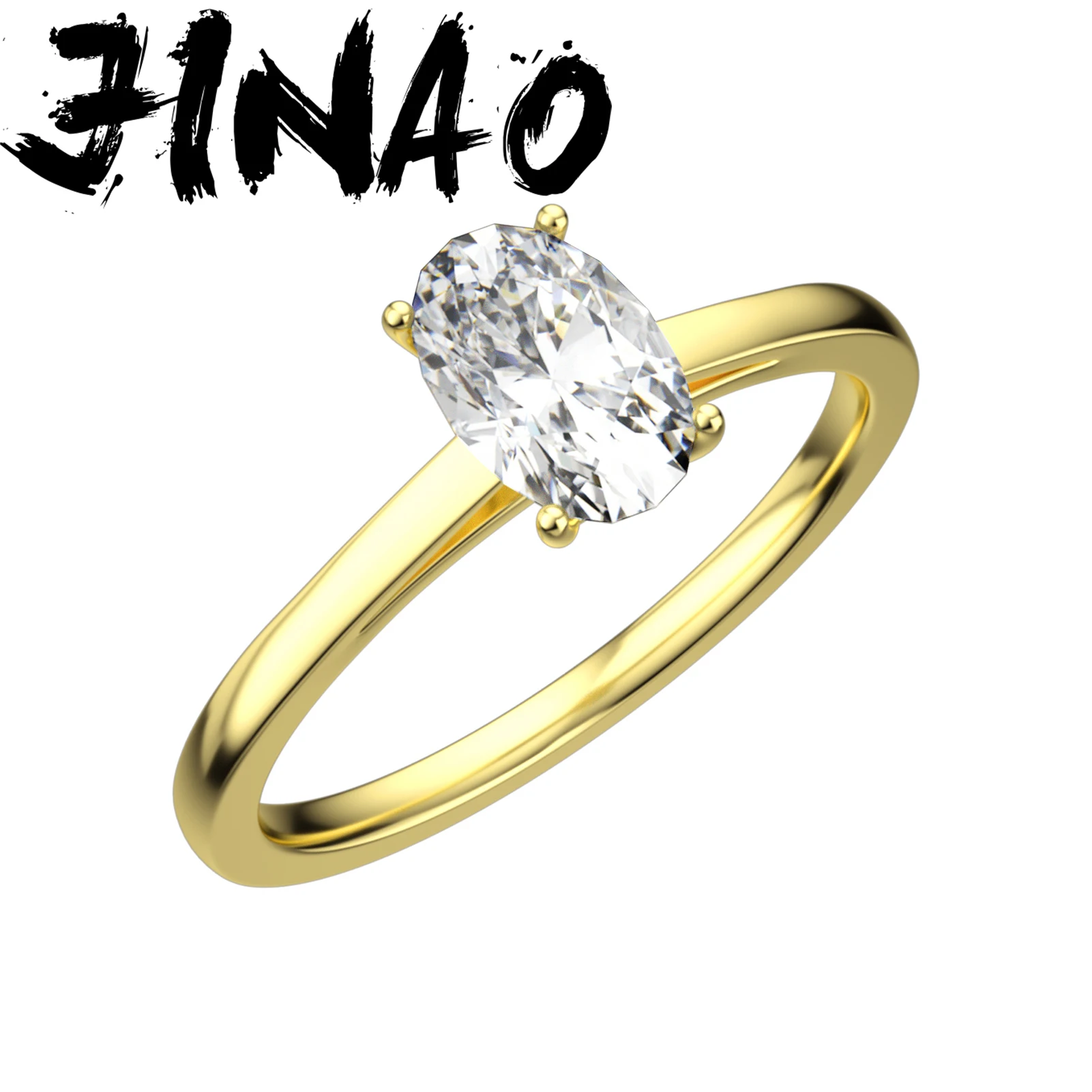 

Jinao 2021 New Fashion 925 Silver Sterling 0.5carat Ellipse Morsonite VVVS1 Ring HIgh Quanlity Luxury Love Wedding Ring