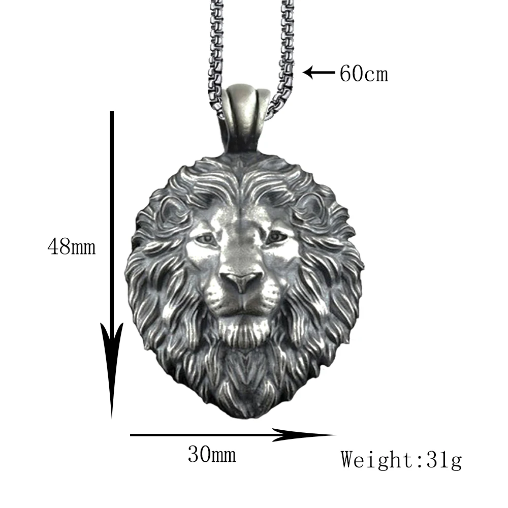 Metal Lion Head Pendant Necklace Men\'s Hip Hop Necklaces Hot New Products European And American ins Personalized Jewelry