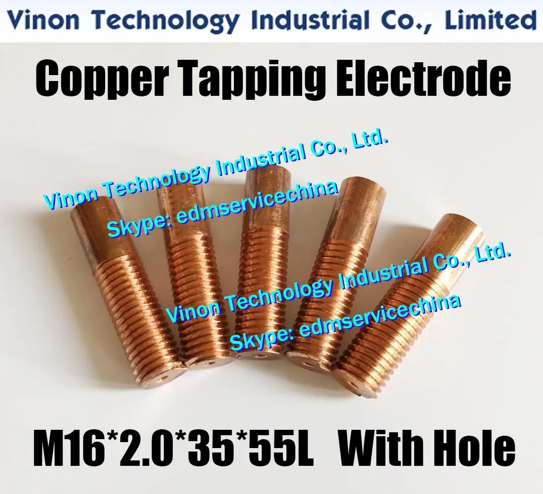 (10pc/lot) M16x2.0x35x55mm Copper Orbital Tapping Electrode for EDM spark, copper threading electrode M16 without hole