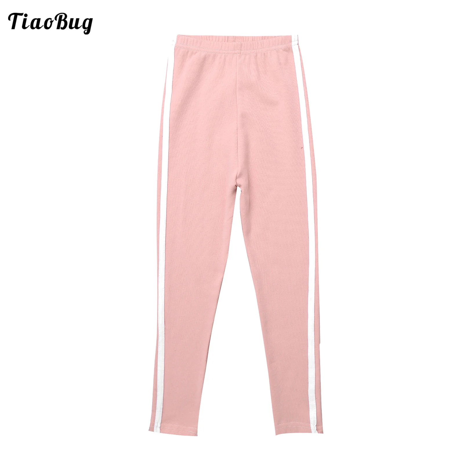 

Spring Autumn Kids Girls Side Striped Cotton Leggings Stretch Pants Ankle Length Yoga Pants For Sport Running Fitness