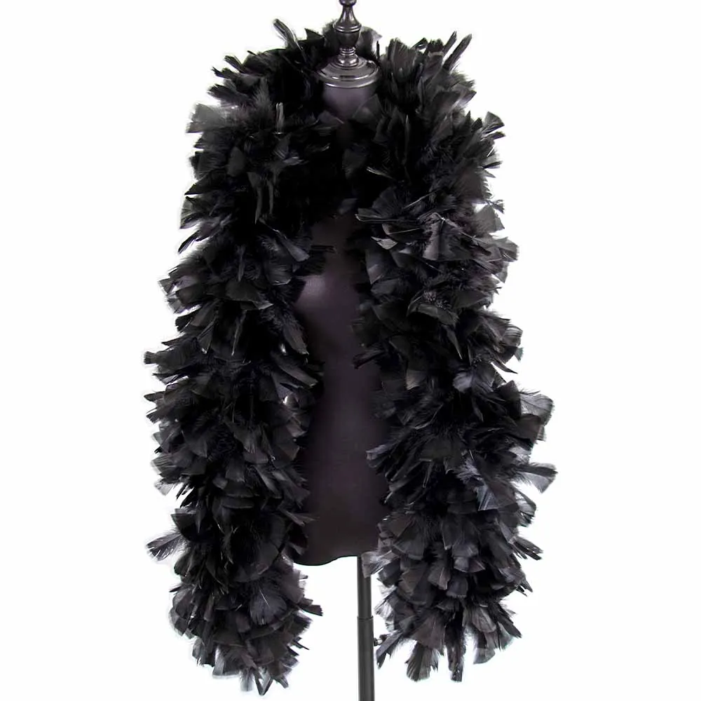 2 Meters Diamond Black Turkey Feather boa 200 Grams Big Marabou feathers Scarf Costume Clothing Sewing Ribbon Shawl for Craft