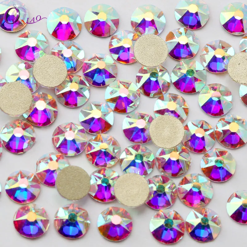 

8 big + 8 small Cut Facets Nail Rhinestone Crystal Clear /Crystal AB Flatback Non Hotfix Rhinestones Decoration Crystal Stones