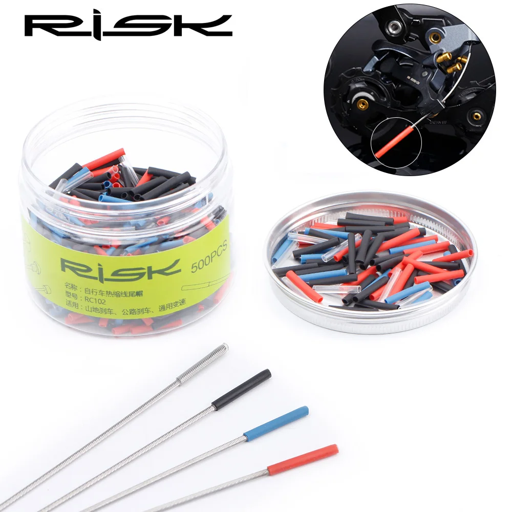 

RISK 30pcs/lot Heat Shrink Cap Bicycle Brake Shifting Cable Tips Crimp MTB Road Bike Derailleur Brake Line End Cover Accessories