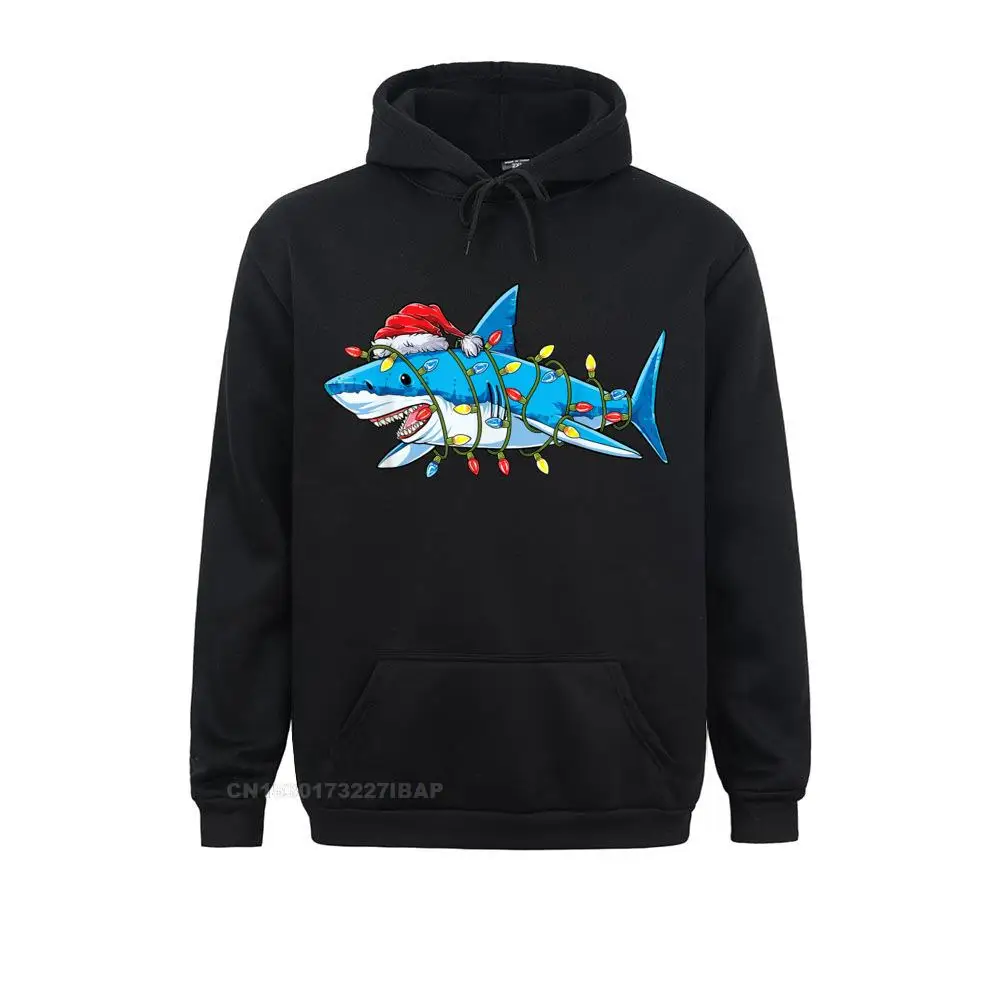 

Santa Shark Christmas Lights Funny Boys Sharkmas Xmas Crazy Hoodies For Men Graphic Autumn Sweatshirts Slim Fit Hoods