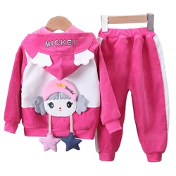 Spring Autumn Baby Girls Set Kids Clothes 2021 New Fashion High-quality Corduroy Coats+Pant Suits Cartoon for Children Tracksuit