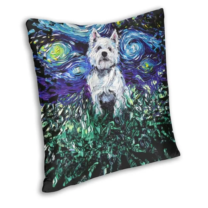 Westie Night Cushion Cover Sofa Home Decorative West Highland White Terrier Dog Square Pillow Cover 40x40