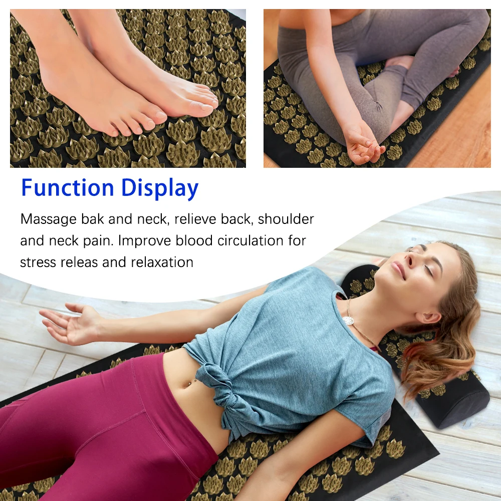 Kuznetsov\'s applicator Acupressure Yoga Cushion Sensi Massage Body Mat With Needle Foot Massager Pillow Fitness Pilates