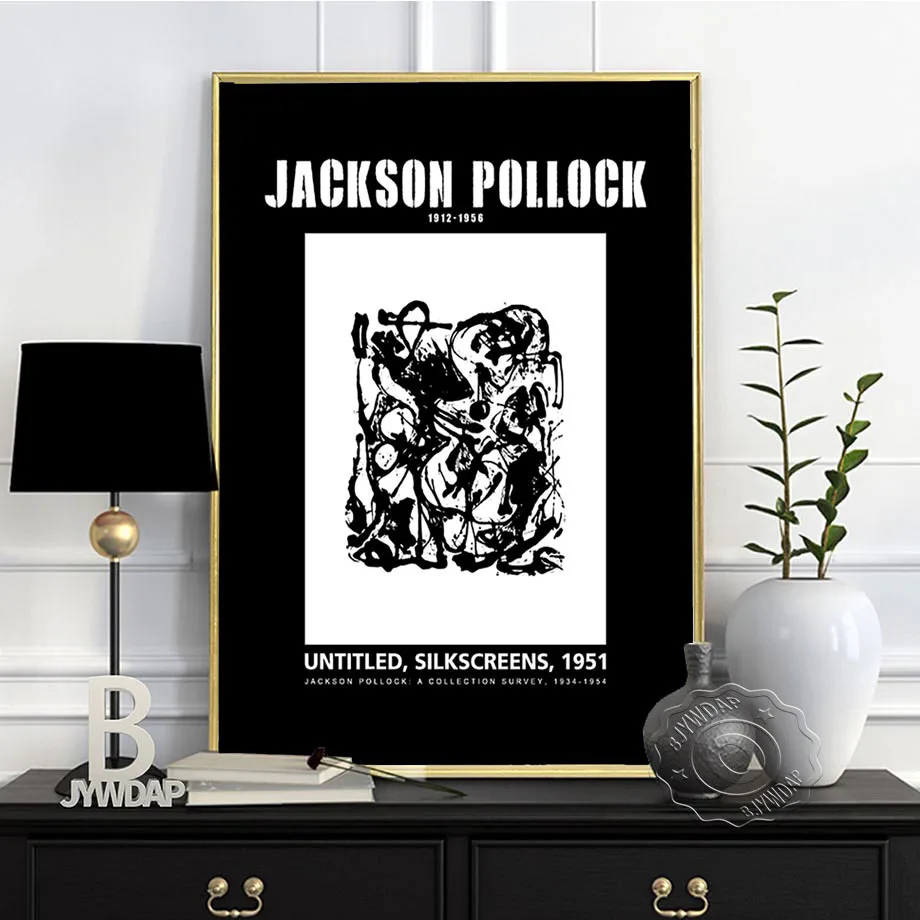 Abstract Painter Jackson Pollock Exhibition Museum Poster, Jackson Retro Art Wall Stickers, Pollock Vintage Print, Home Decor