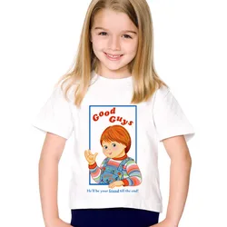 Cartoon Print Good Guys Chucky Children T-shirts Kids Summer Funny Short Sleeve Tee shirt Boys/Girls Tops Baby Clothing