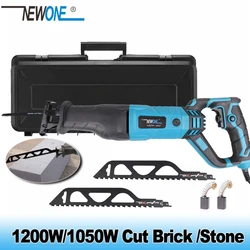 NEWONE 1200W/1050W Reciprocating Saw With 3pcs Hand Saw Blade For Cutting Concrete Red Brick Stone Masonry Saber Saw Blades 220V