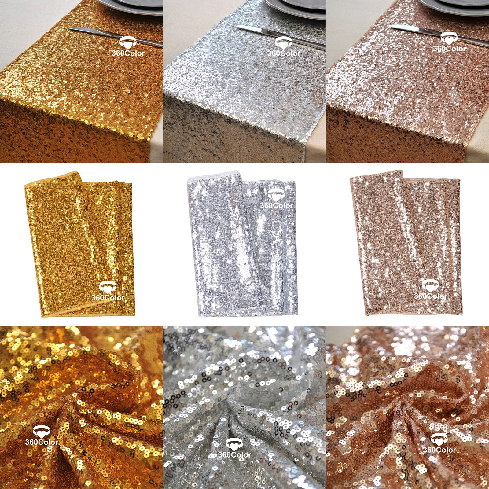 Sequin Table Runner Gold Silver Rose Wedding Paillettes Shiny Engagement Glitter Tablecloth Birthday Bachelorette Party Decor