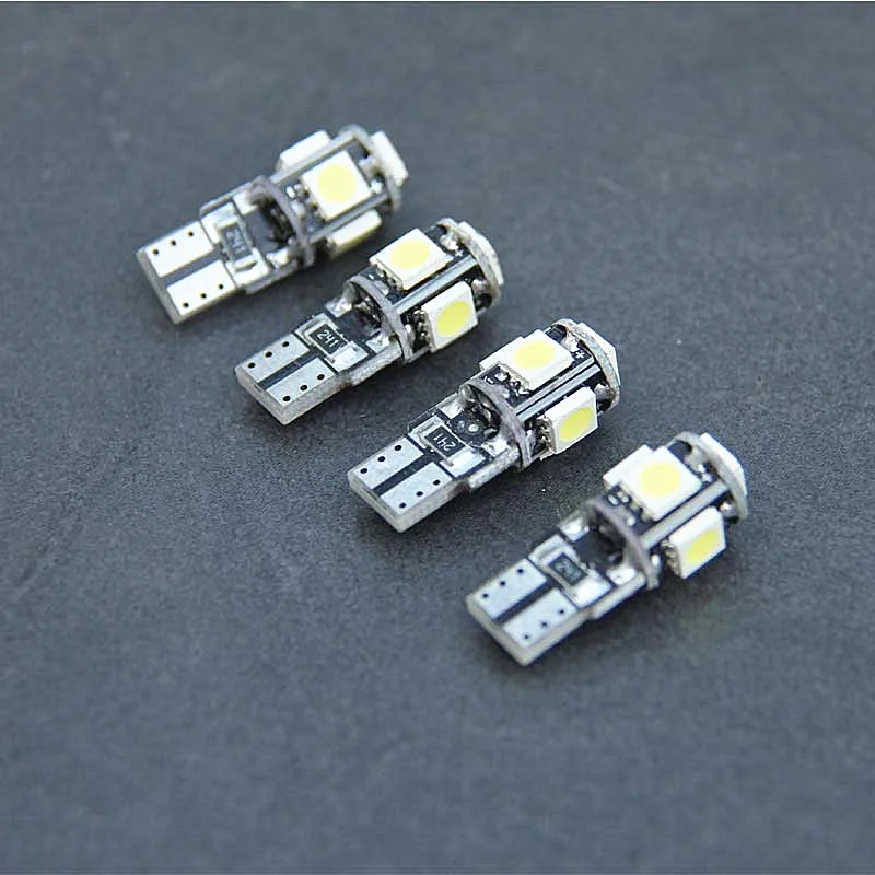 

10pcs T10 LED Bulb Canbus 12V 5 SMD White 6000K W5W LED Light No error Car plate License Interior Wedge Side Dome Reading La