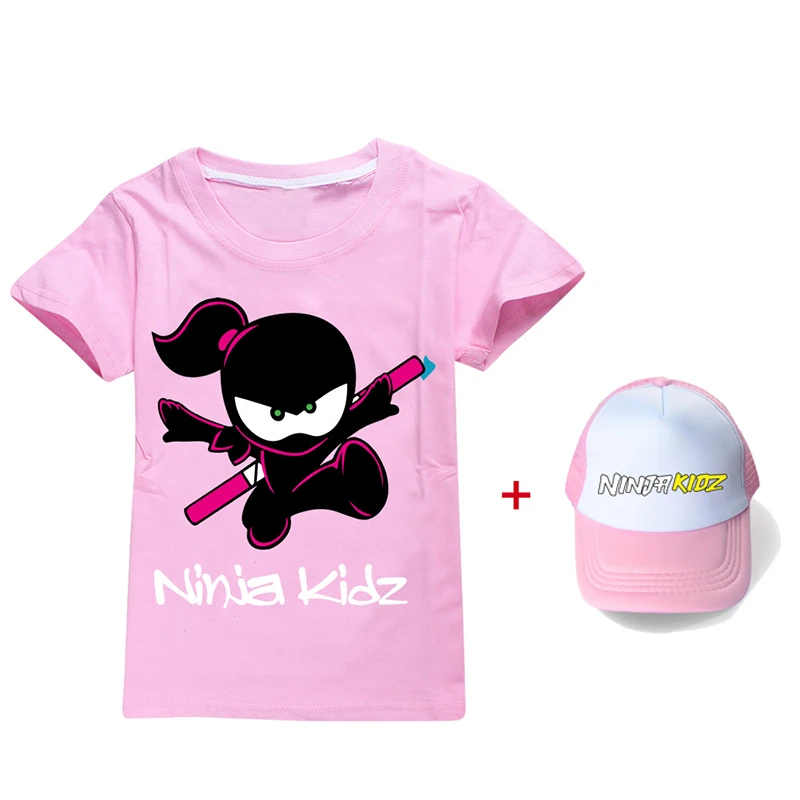 Adorable Toddler Baby Girls Clothes Cotton NINJA KIDZ Graphic Clothing t Shirt Top Teenage Short Sleeve T shirts caps For kids