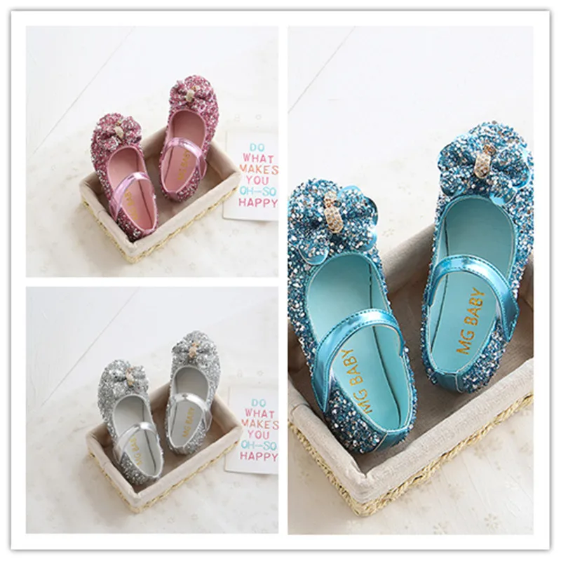 Lantejoulas femininas Rhinestone Princess Shoes, Butterfly Knot Flats, Crianças, Estudantes, Nova Moda, Outono, 2022