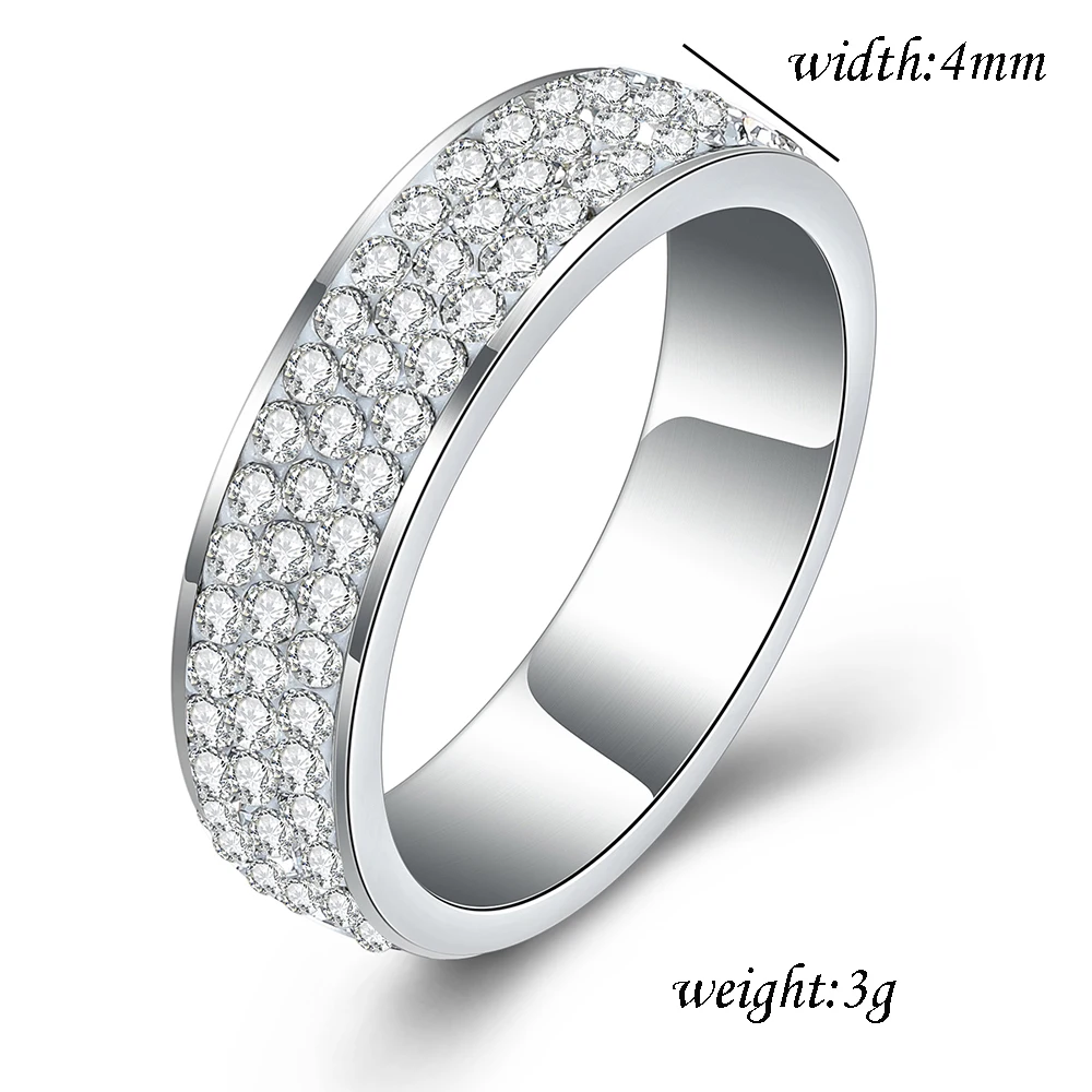 VQYSKO Mix Size 6/7/8/9# Wholesale Fashion Three Row Crystal Rings Jewelry For women