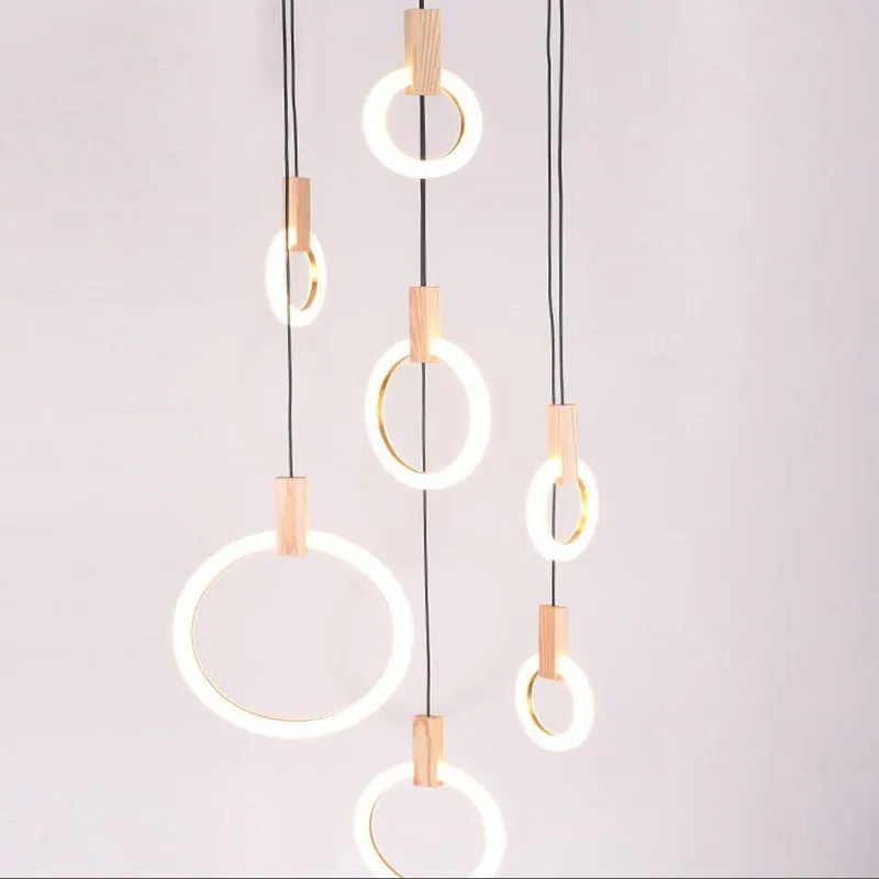 

Modern Led Circle Large Chandelier Living Room Art Deco Restaurant Hanging Lighting For Hotel Lobby Office Rings Lamp Lustre