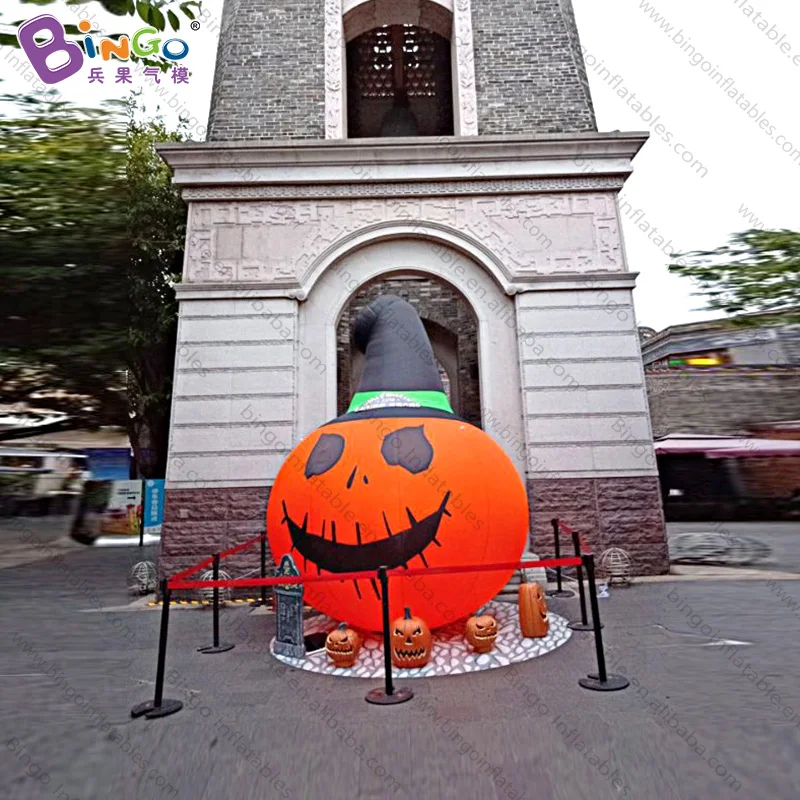 Halloween decoration 3 meters high inflatable lighting pumpkin with hat / pumpkin model balloons toys